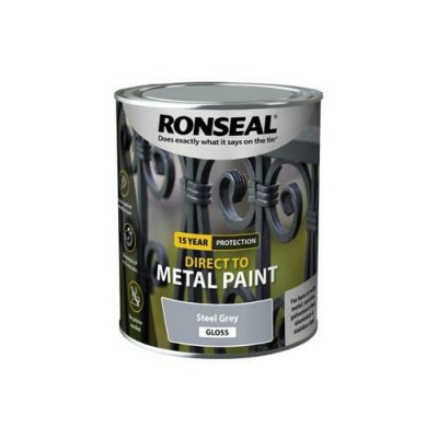 Ronseal Direct To Metal Paint 750ml Steel Grey Gloss Ronseal Direct To Metal Paint 750ml Steel Grey Gloss