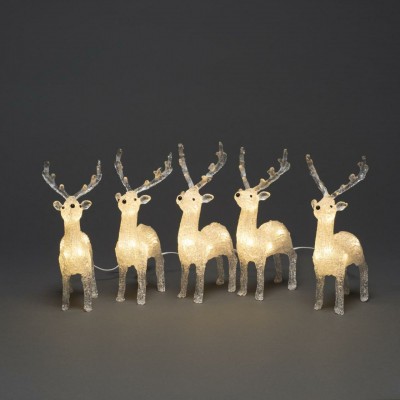 Set of 5 Reindeer acrylic - Warm White
