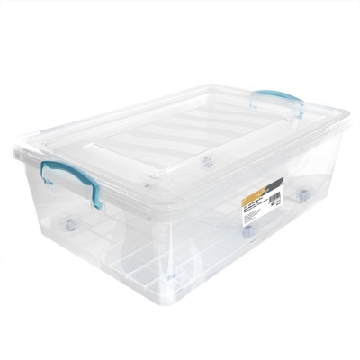 Clip Lid Plastic S/Box with Wheels- 30L