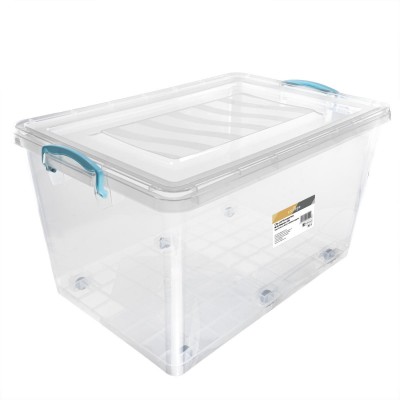 Clip Lid Plastic S/Box with Wheels- 50L