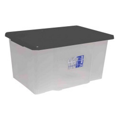 50L Clear Box Black Lid Storage Box & Lid