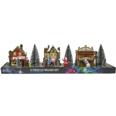 Set of 17 Pieces Christmas Street Scene