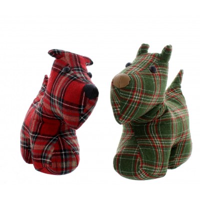 26cm 2 Assorted Tartan Dog Doorstops