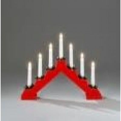 7 Light Red Wooden Candlestick 230V