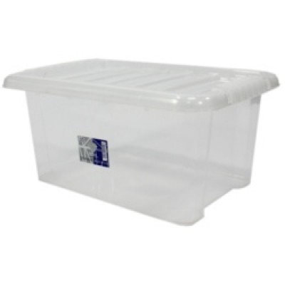 TML Storage Box & Black Lid 14L Clear
