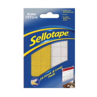Sellotape Hook and Loop Pads Pack 24 20x20