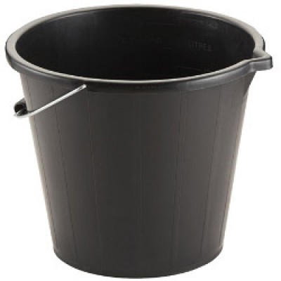 3 Gallon, 14 Litre Black Plastic Bucket