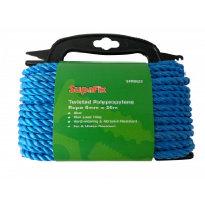 SupaFix Twisted Polypropylene Rope 6mm x 20m Blue