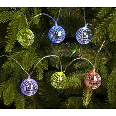 Set of 10 x 4cm Multicolour Disco Ball Lights