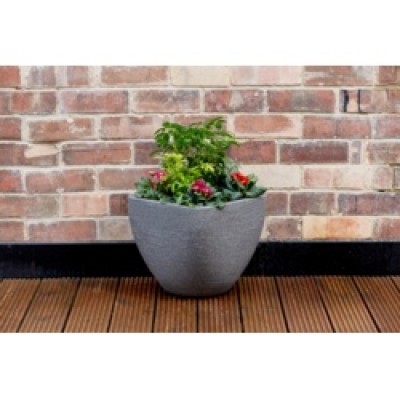 Square Top Round Base Planter Ash