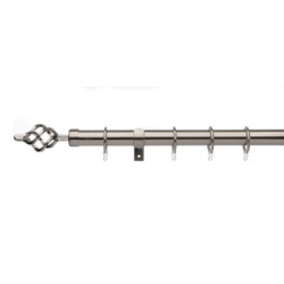 Universal Telescopic Curtain Pole Satin Steel 120cm - 200cm