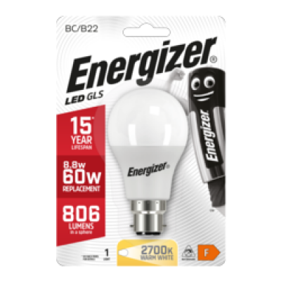 Energizer B22 Warm White Blister Pack Gls 9.2w