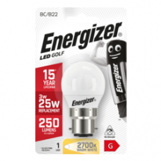 Energizer LED Golf 250lm Warm White Opal BC 3.4w