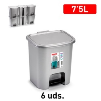 Plastic Pedal Bin 7.5L Silver
