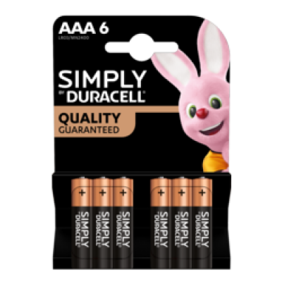 Duracell Simply Batteries AAA Pack 6