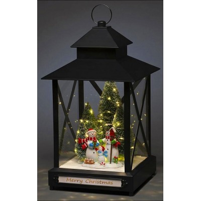 Outdoor Lantern Large with Trees and Snowman