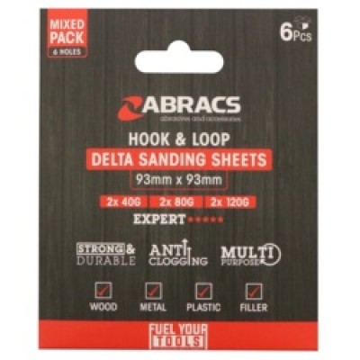 Hook & Loop Delta Sanding Sheet Pack 6 93mm x 93mm