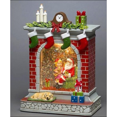 Water Lantern Fireplace with Santa B/O