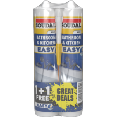 Soudal 1+1 Free Bathroom & Kitchen Easy Sealant White