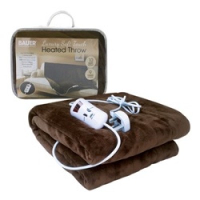 Soft Touch Heated Throw Brown