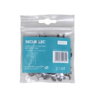 Securlec Cable Clip Round Brown 7mm 50 Piece