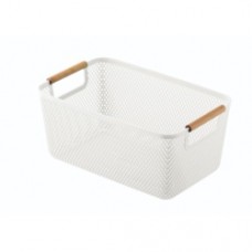 Storage Basket With Wooden Handle
