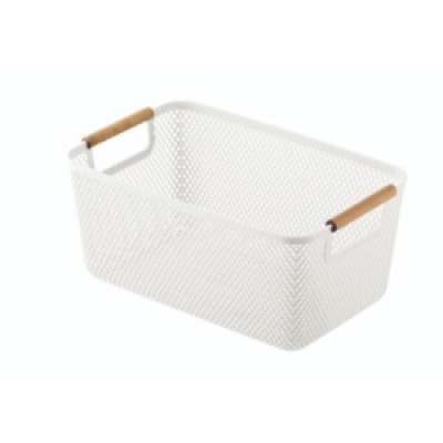Storage Basket With Wooden Handle