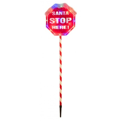 110cm Santa Stop Sign with Multicolour Lights