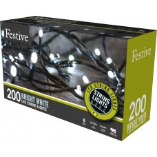 200 Multifunction Timer String Lights - White
