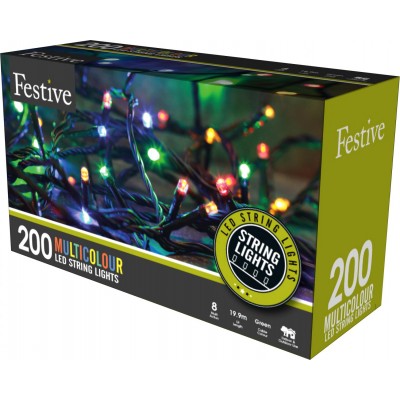 200 Multifunction Timer String Lights - Multicolour