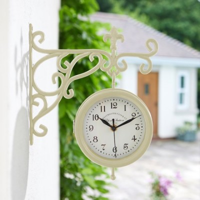 York Station Wall Clock & Thermometer - Cream