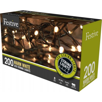 200 Multifunction Timer String Lights - Warm White
