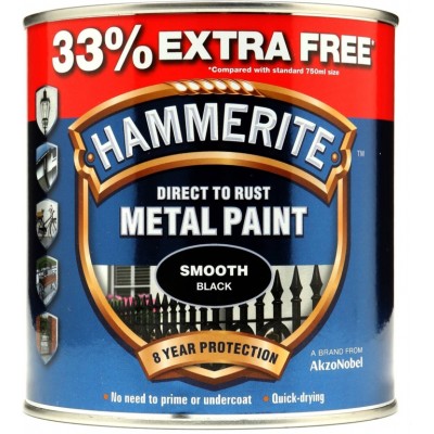 Hammerite Smooth Black 750ml + 33%foc