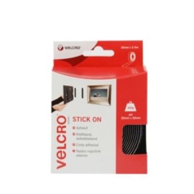 VELCRO® Brand Stick On Tape 20mm x 2.5m Black
