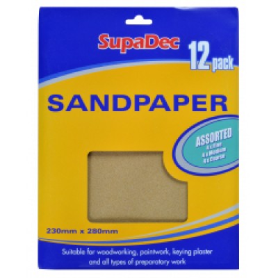 Sandpaper Assorted Pack of 12
