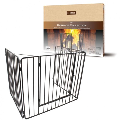 Heritage Premium Stove Guard with Gate Black