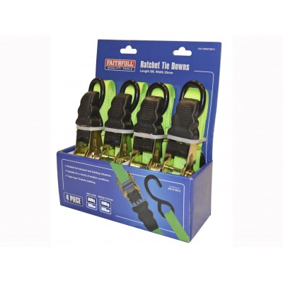 4 PIECE RATCHET TIE DOWNS SET