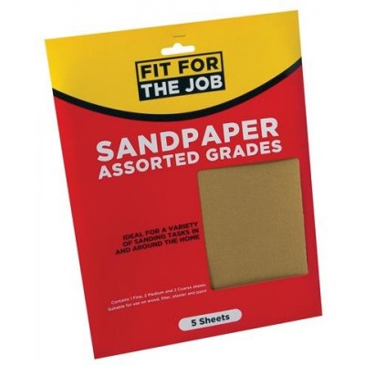 Assorted Grade Sandpaper - Pack of 5