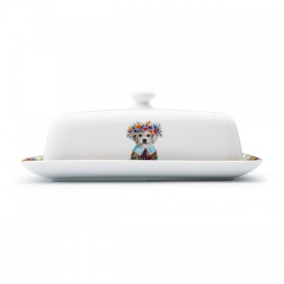 Tipperleyhill Porcelain Puppy Butter Dish, 200g