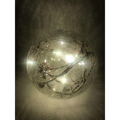 20cm B/O Lit Crackle Effect Berries Inside Ball