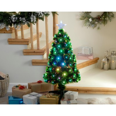 60cm Green Tip with Multicolour Fibre Optic Tree
