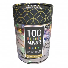 100 B/O Timer String Lights - Multicolour