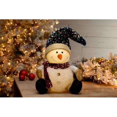 65cm Lit Sequin Hat Snowman