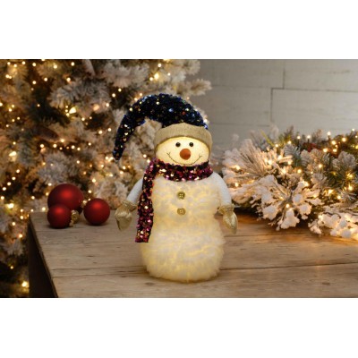 45cm Lit Sequin Hat Snowman