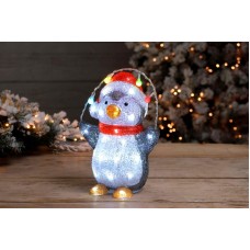 30cm Lit Acrylic Penguin with Lights