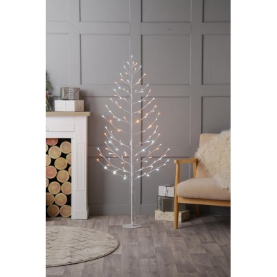 180cm Flat White and Warm White Twig Tree