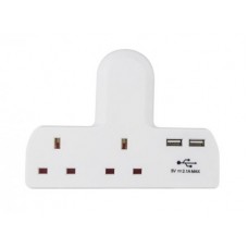 2 Way Cable Free Socket with 2 USB Ports - White