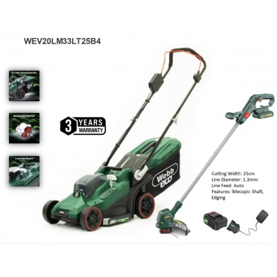 20v 33cm Cordless Mower and Line Trimmer - Twin Pack